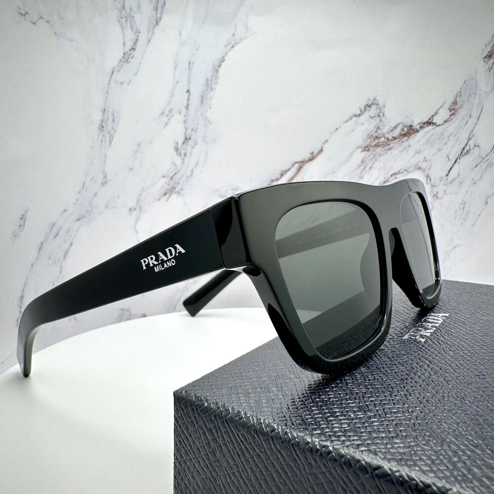 NEW PRADA Sunglasses Black Square Rectangle 54mm w/ Box & Case PRADA - Picture 14 of 16